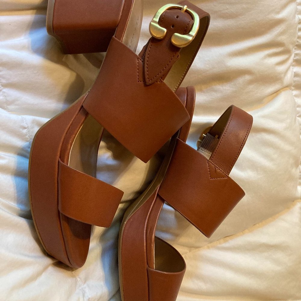 Aerosoles Camera Platform Heel Sandals in Clay Leather. New!